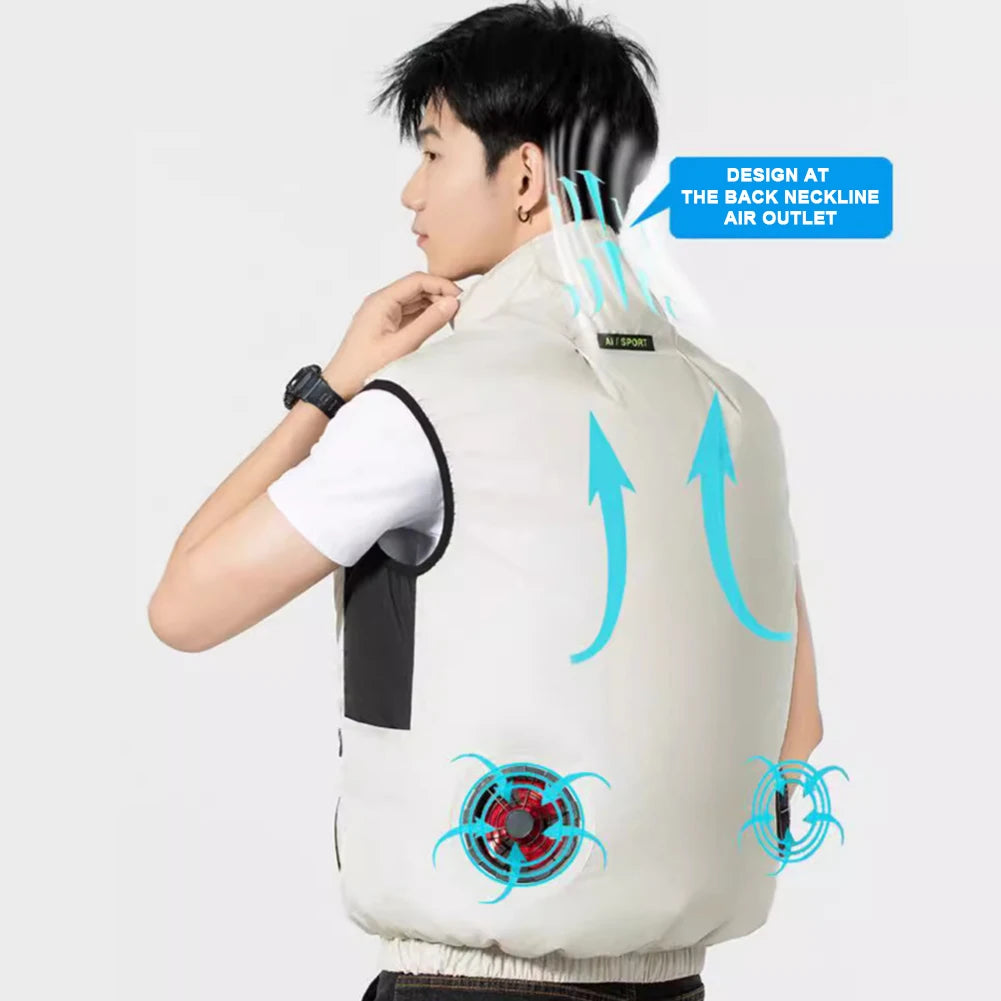 Portable Cooling Vest With Air Fan For Outdoor Work