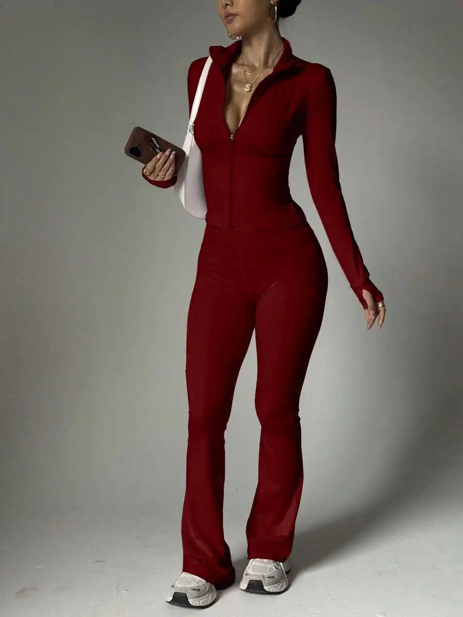 Women Solid Seamless Sports Set Elastic Jacket With Butt Lifting Leggings
