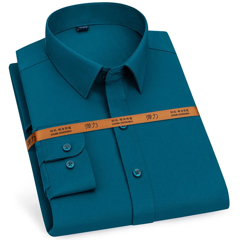Men's Slim Fit Dress Shirt Long Sleeve Free Ironing Breathable