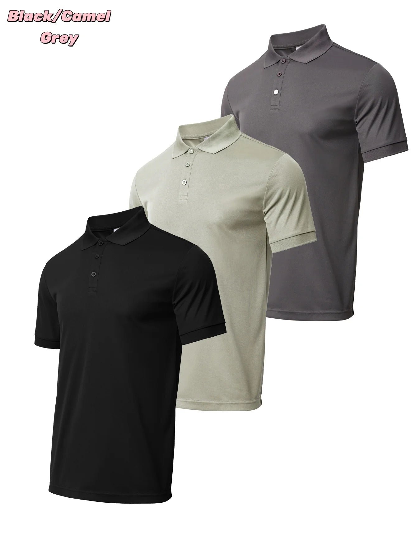 Men's Golf Performance Shirts Quick Dry Breathable Polo 3 Pack