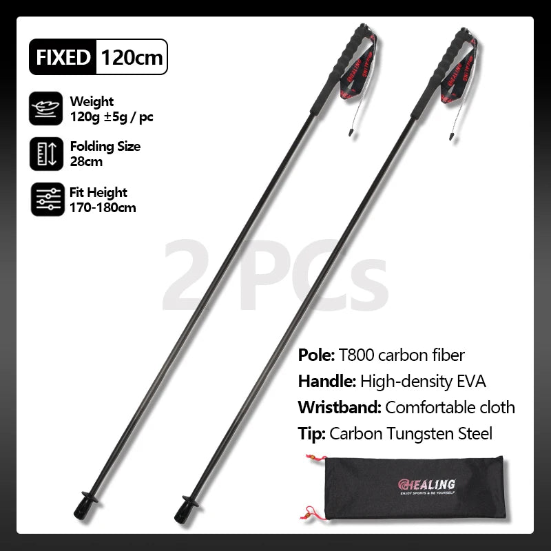 OKHEALINGCN Trekking Poles Carbon Fiber Ultra-Light 2PCS