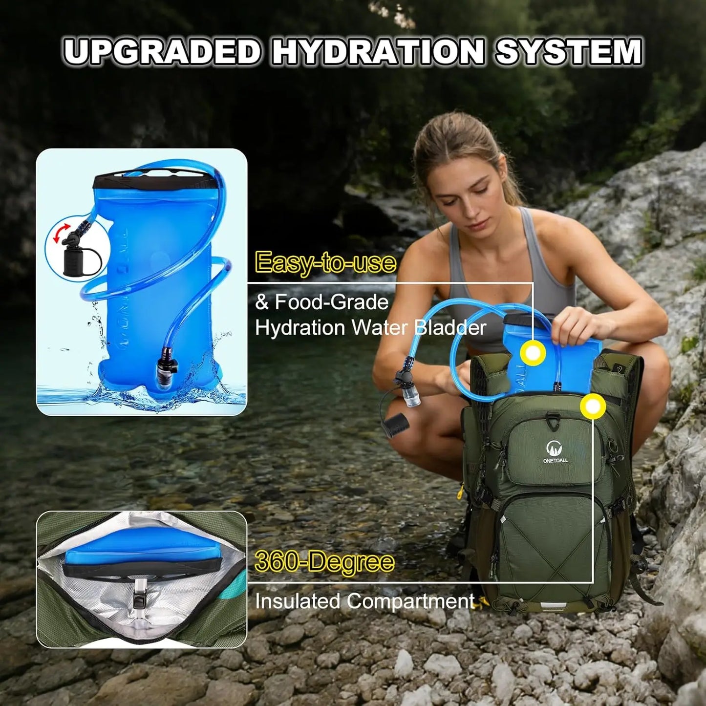 Hydration Backpack With Leakproof Bladder And Sewn In Rain Cover
