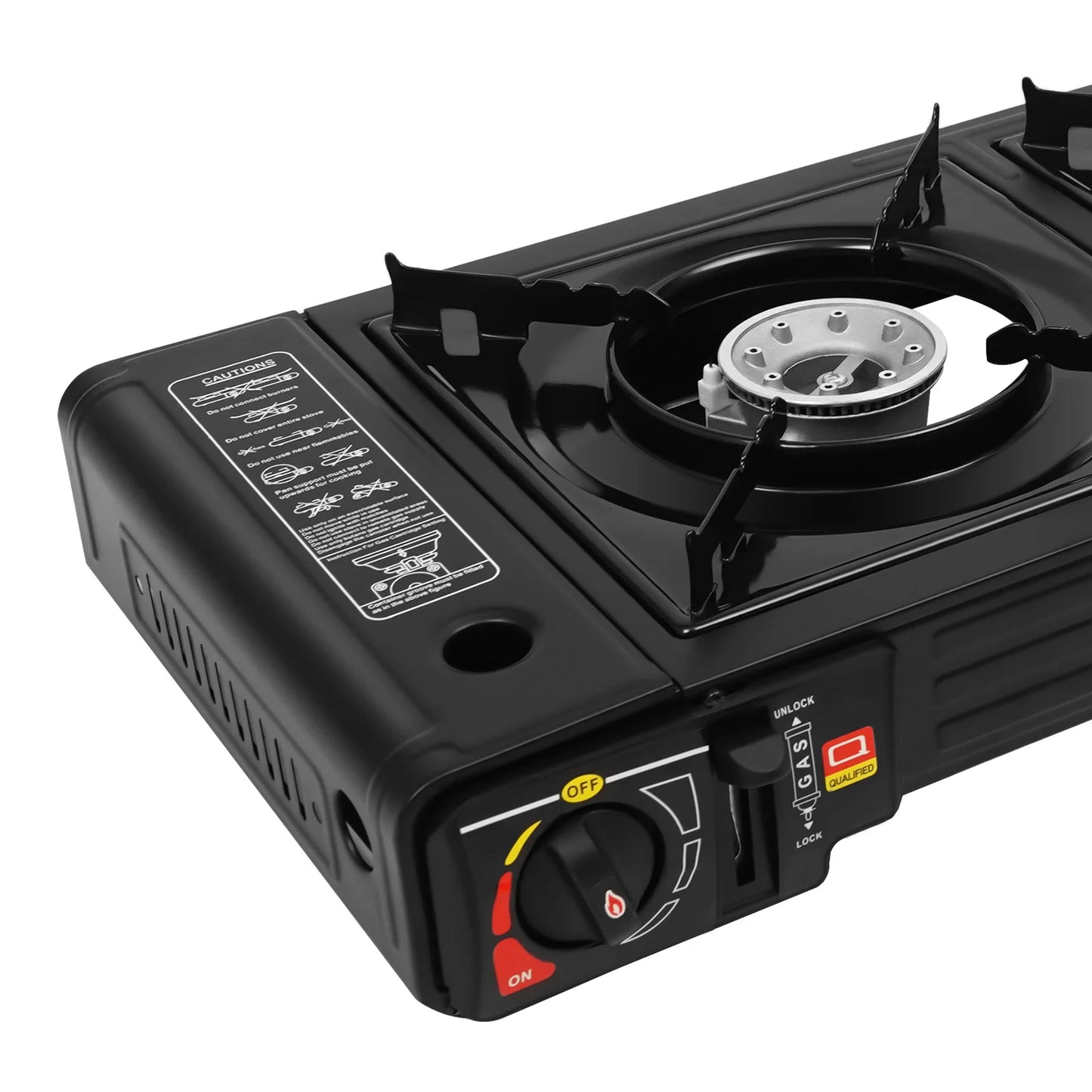 Portable Dual Fuel Camp Stove With Piezo Ignition And Non Stick Griddle