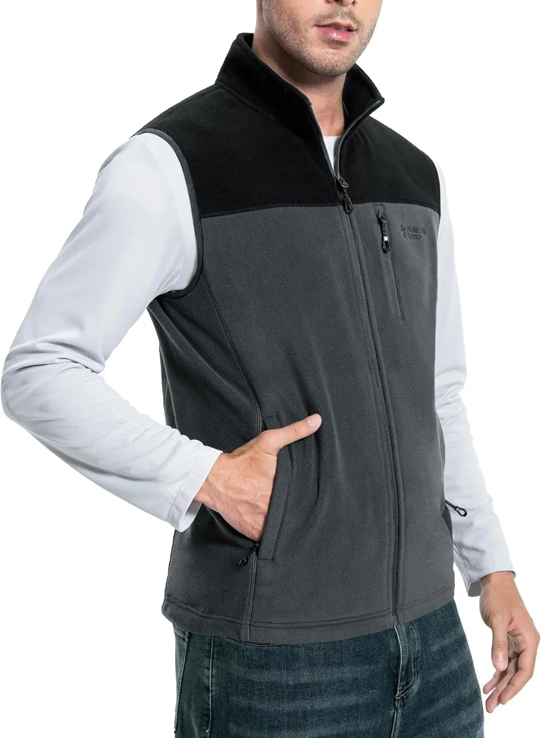 Pioneer Camp Men Lightweight Warm Polar Fleece Vest With Pockets