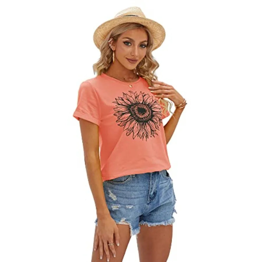 Sunflower Graphic Womens Short Sleeve Tee Relaxed Fit