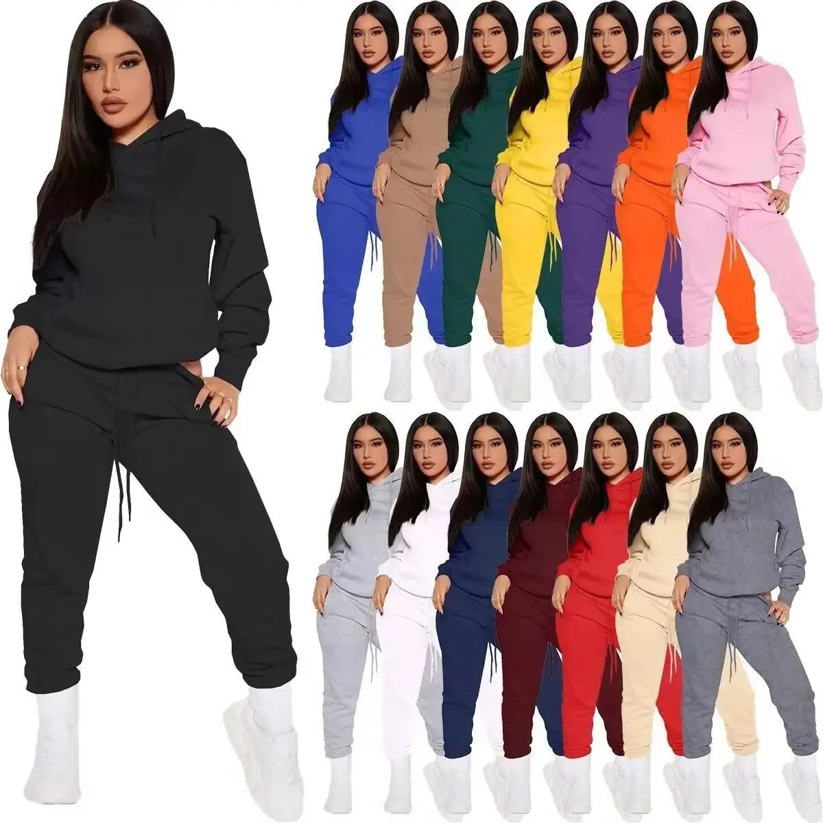 Winter Tracksuit Women Two Piece Set Oversized Hoodie and Pants