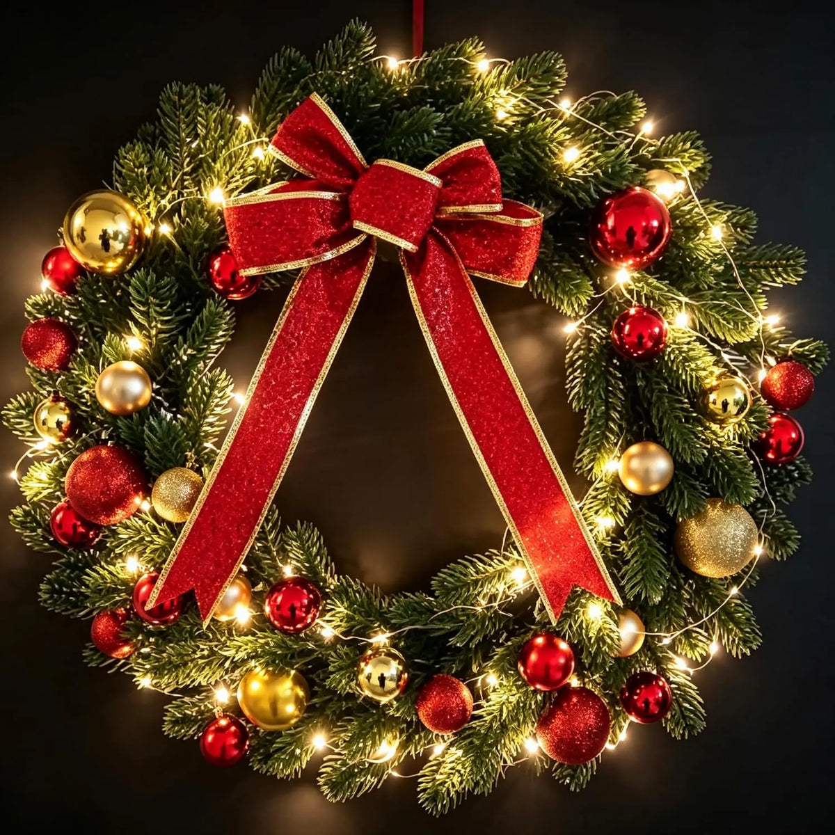 Twister Christmas Wreath With Bows And Ball Ornaments Holiday Decor