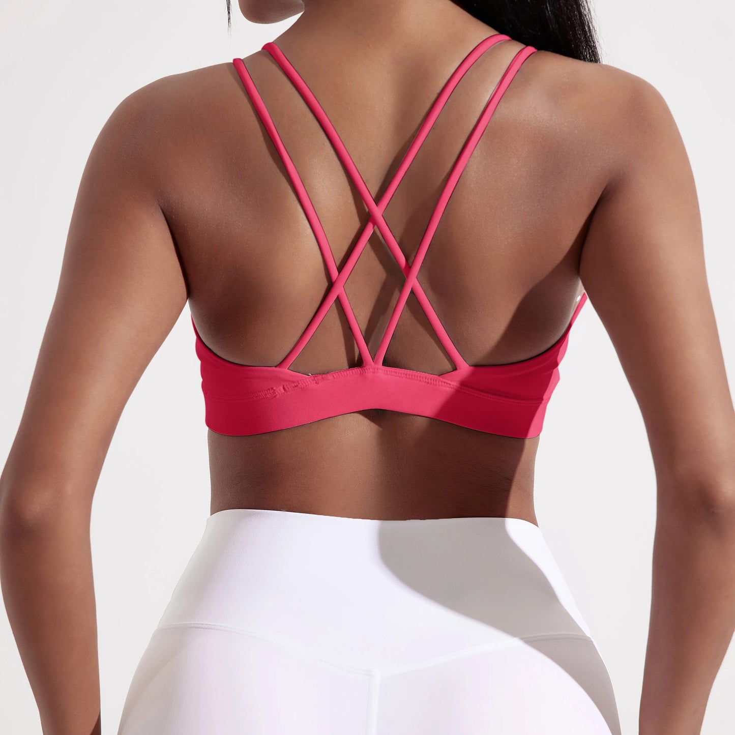 Women's Breathable Sports Bra With Chest Pad And Cross Detail