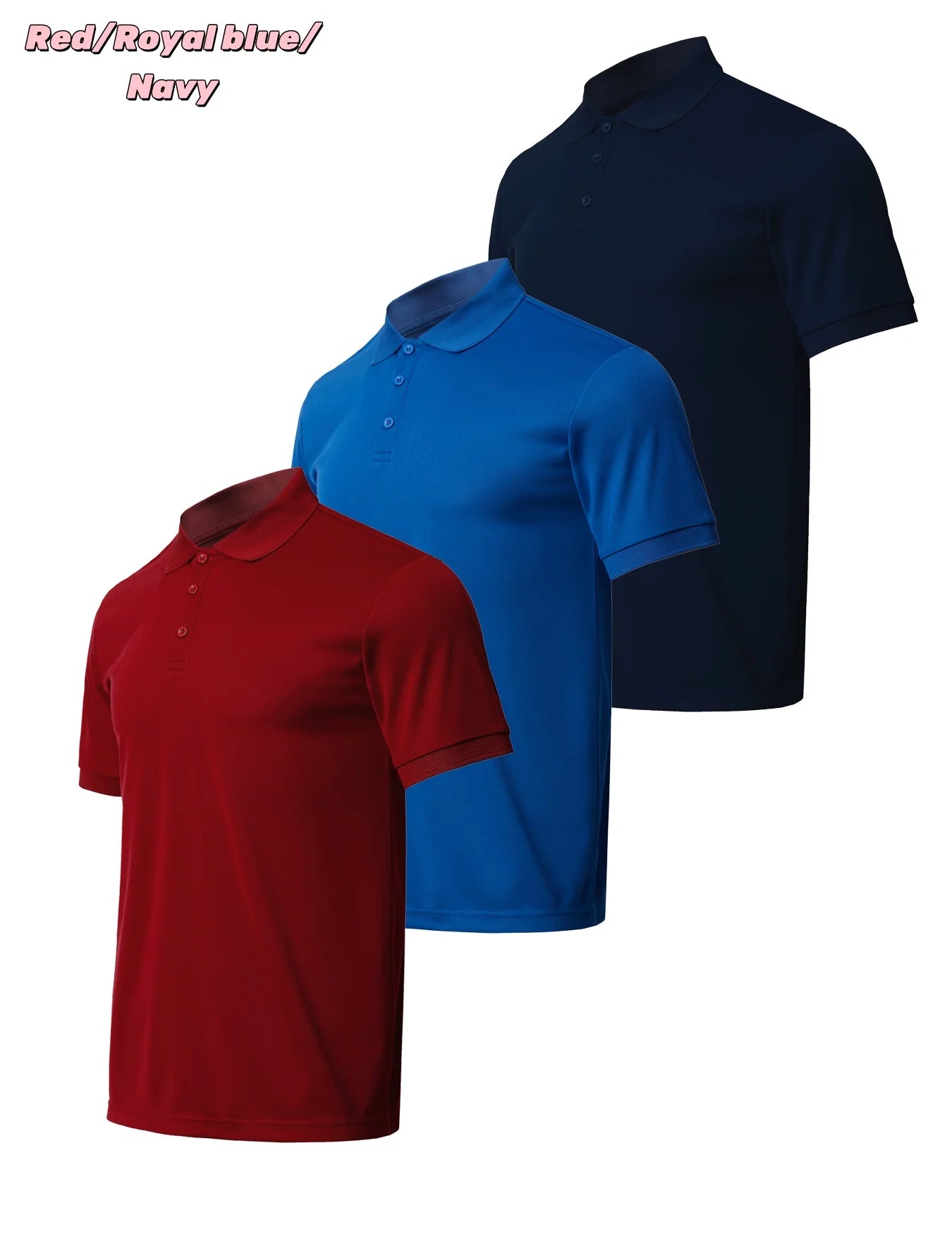 Men's Golf Performance Shirts Quick Dry Breathable Polo 3 Pack