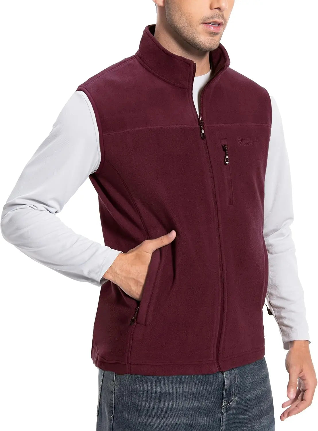 Pioneer Camp Men Lightweight Warm Polar Fleece Vest With Pockets