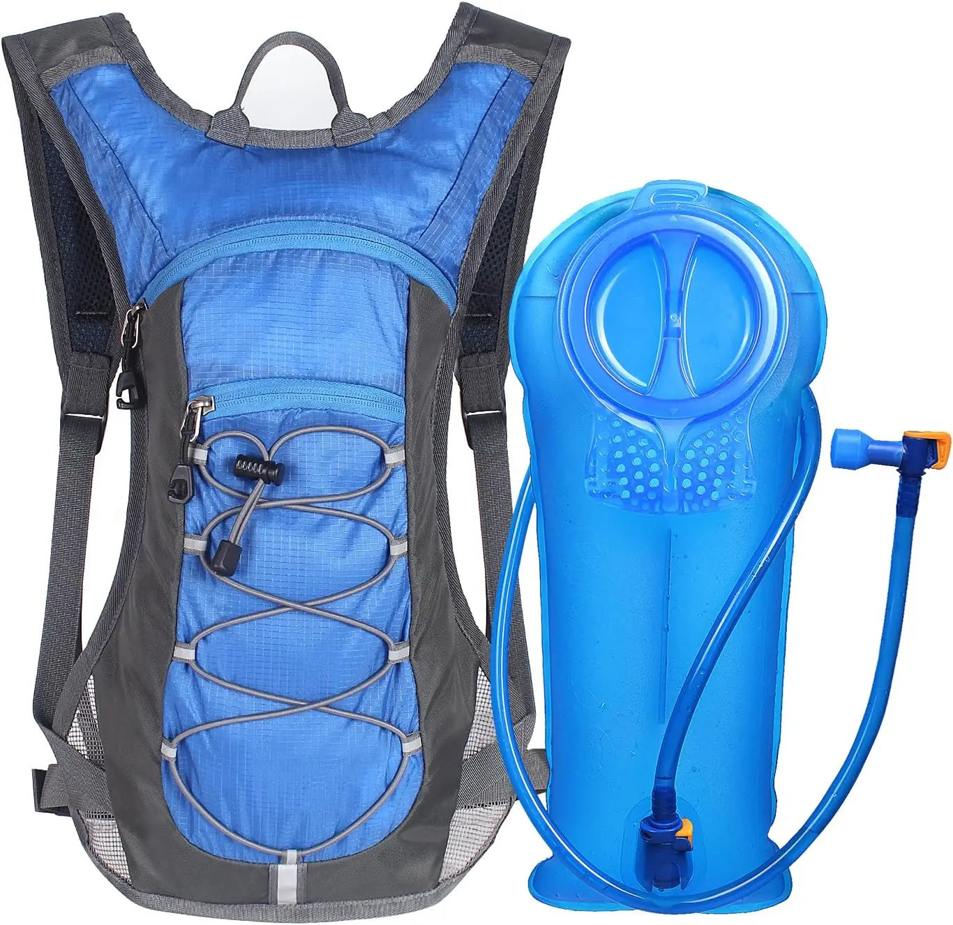 Backpack w/ 2L (70oz) Water Bladder - Perfect for Hiking, Cycling, Camping.