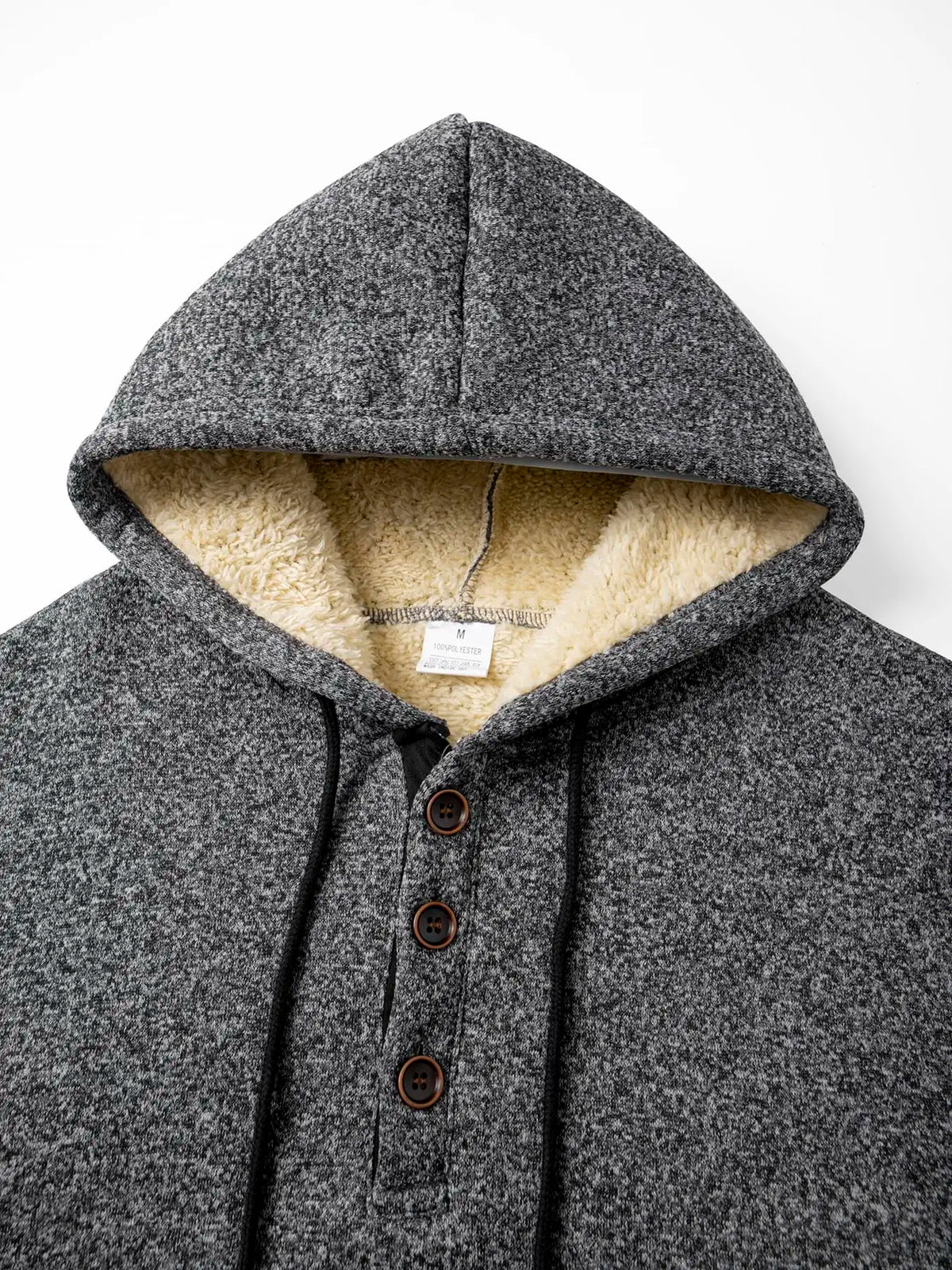 Men's Sherpa Fleece Lined Henley Hoodie Pullover Winter Sweatshirt