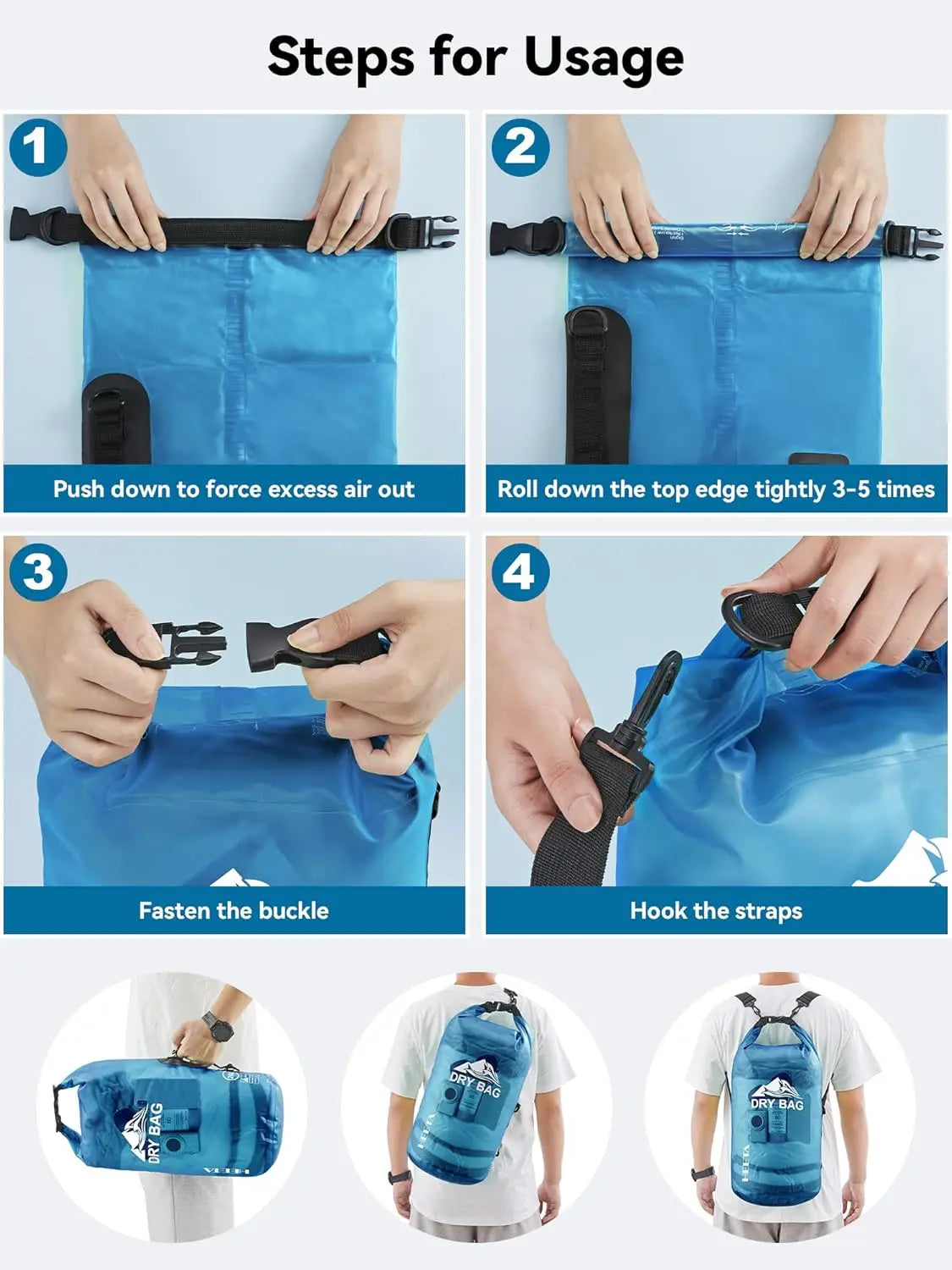 Dry Bag Waterproof Roll Top Dry Sack Travel Phone Case