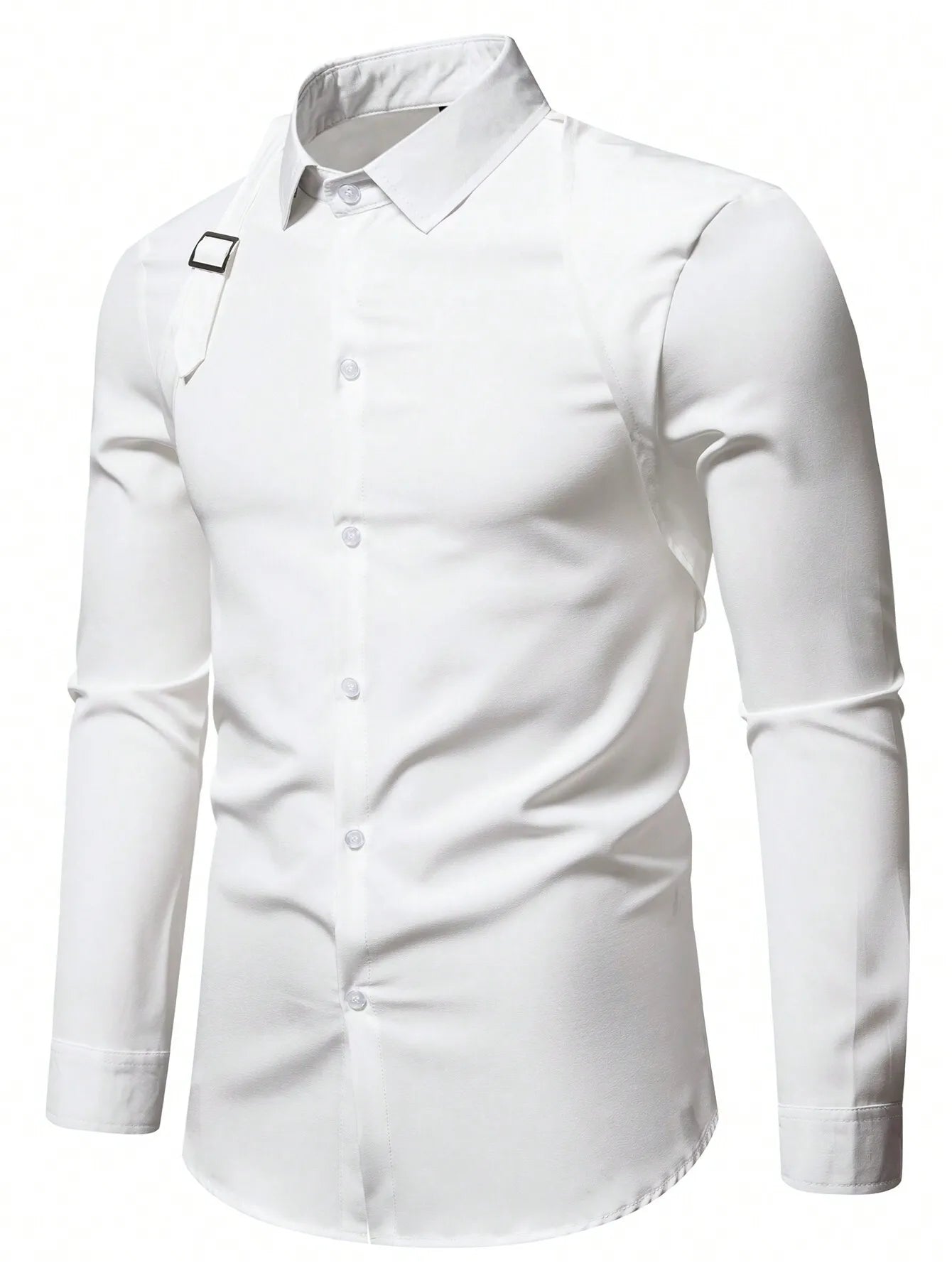 Men's Long Sleeve Shirt With Strap Detail Slim Fit