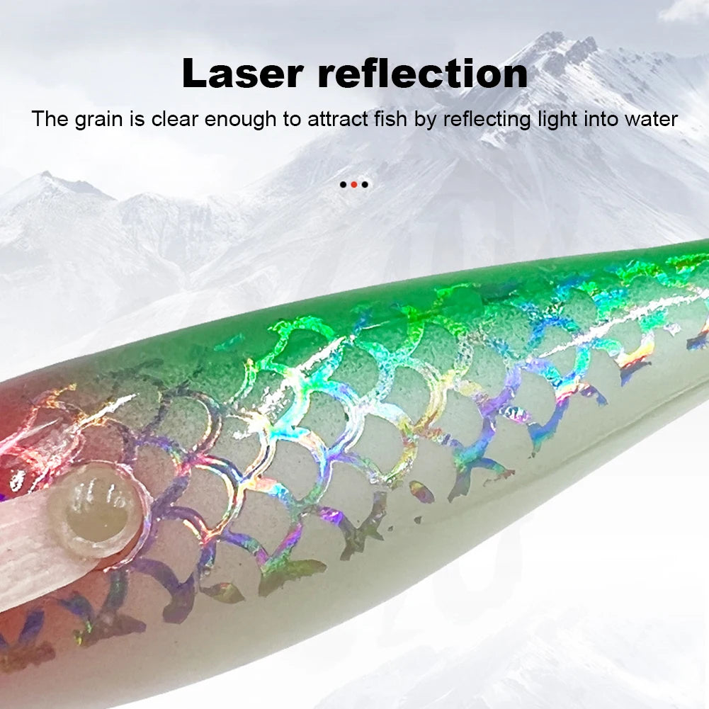 Luminous Squid Hook Squid Fishing Lure with 3D Eyes Cuttlefish Attracting Lure Glow In The Dark Squid Bait for Night Fishing