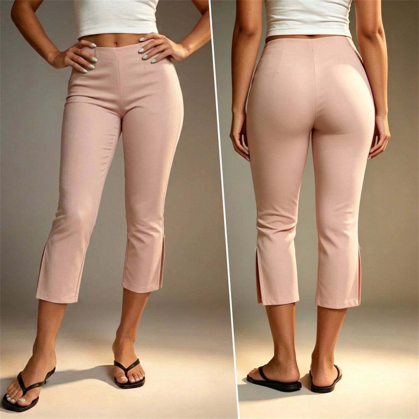 XBTCLXEBCO High Waisted Crop Side Slit Capri Pants For Women