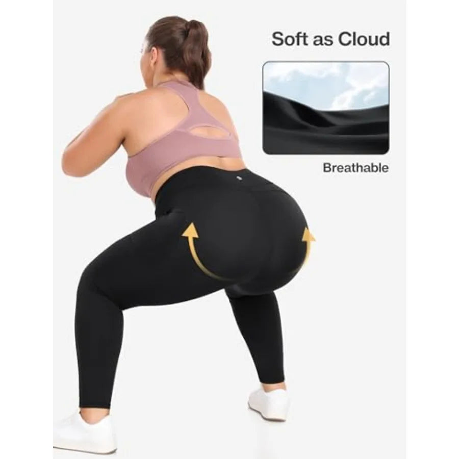Heathyoga X-6XL Plus Size Leggings for Women with Pockets Tummy Control Plus Size Yoga Pants High Waist Workout Clothes