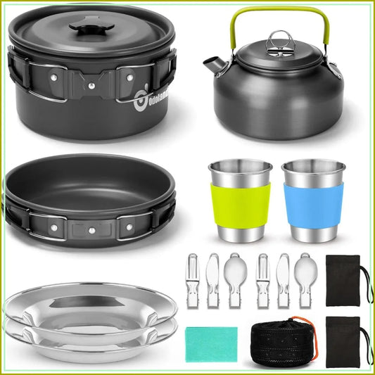 Nonstick Camping Cookware Set 15 Piece Lightweight Outdoor Kitchen