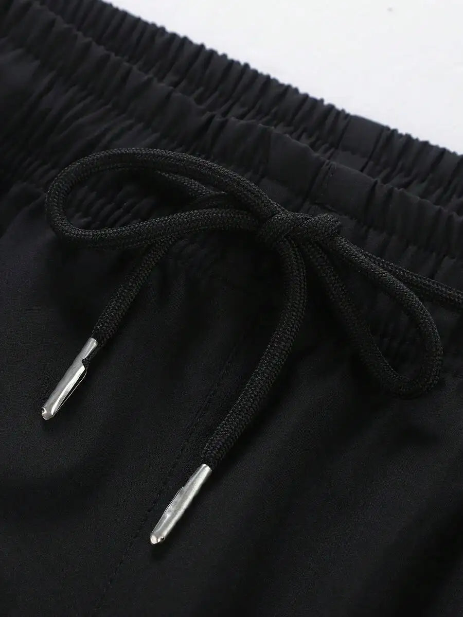 Men's Cargo Pants Loose Fit Multi Pocket Drawstring Hiking Trousers