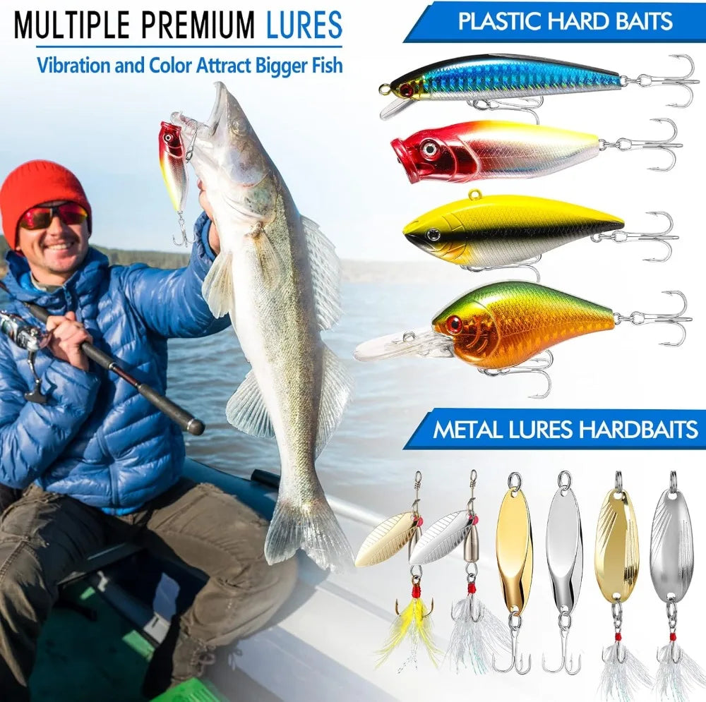 Fishing Lures Kit With Tackle Box 353 Pieces Freshwater Bass