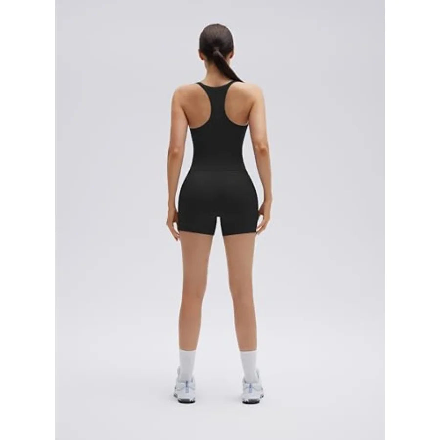 SUUKSESS Women 2 Pcs Workout Sets High Waisted Biker Shorts with Pockets Built in bra Racerback Tank Tops