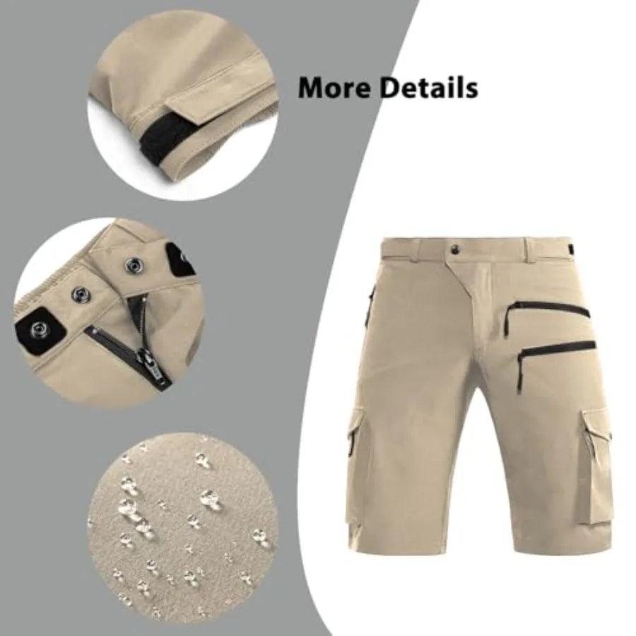 Men's Mountain Bike Shorts Stretch Hiking Cargo Shorts Quick Dry with Zipper Pocket for Bicycle Cycling Casual Golf