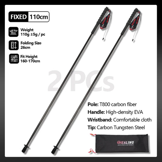 OKHEALINGCN Trekking Poles Carbon Fiber Ultra-Light 2PCS