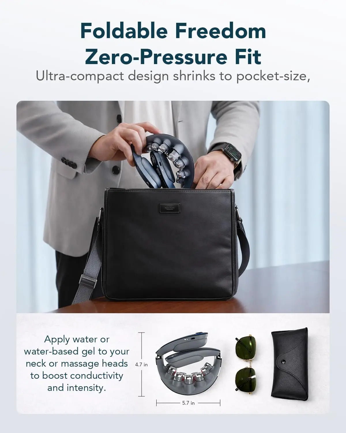 Cordless Foldable Neck Massager With Heat And Vibration For Travel