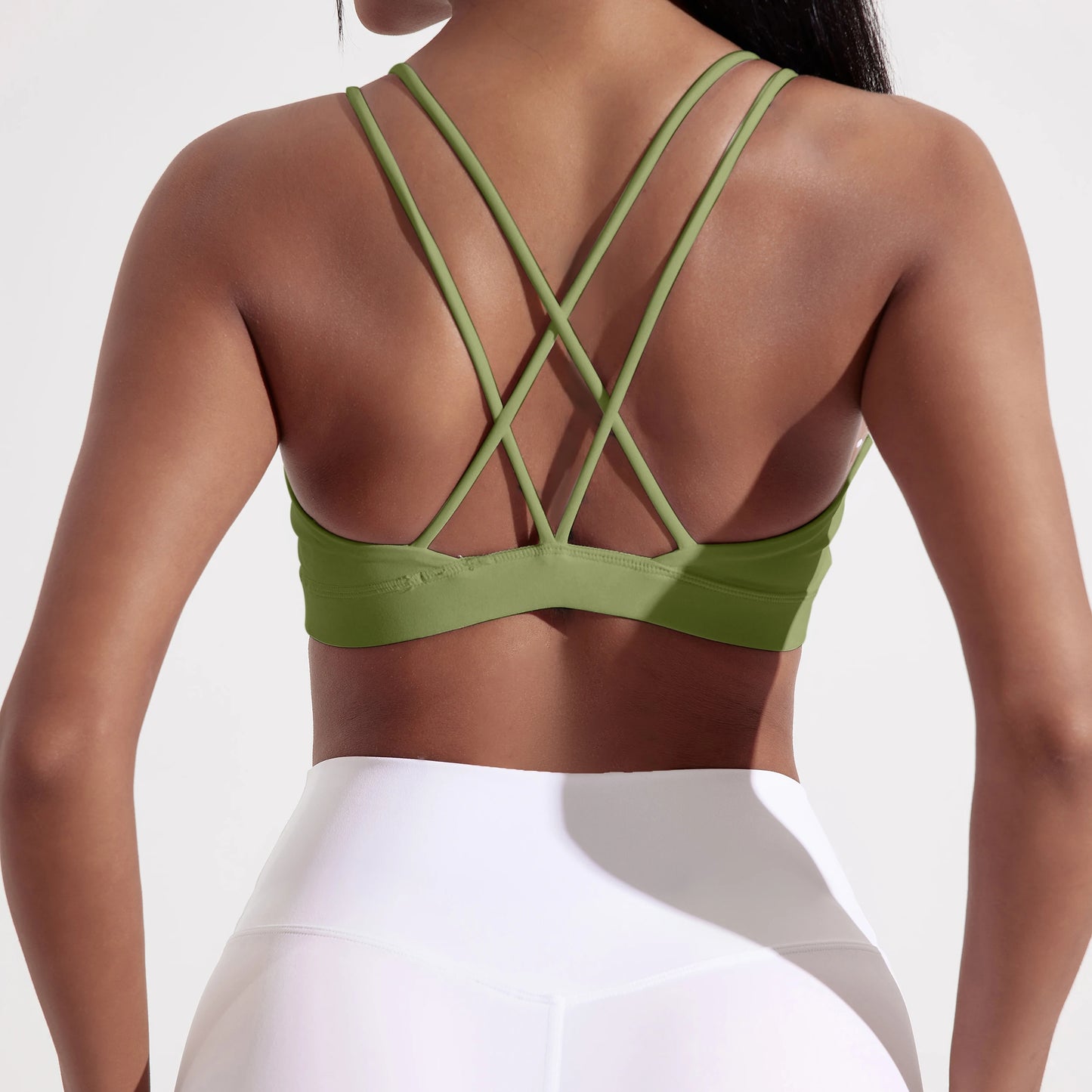 Women's Breathable Sports Bra With Chest Pad And Cross Detail