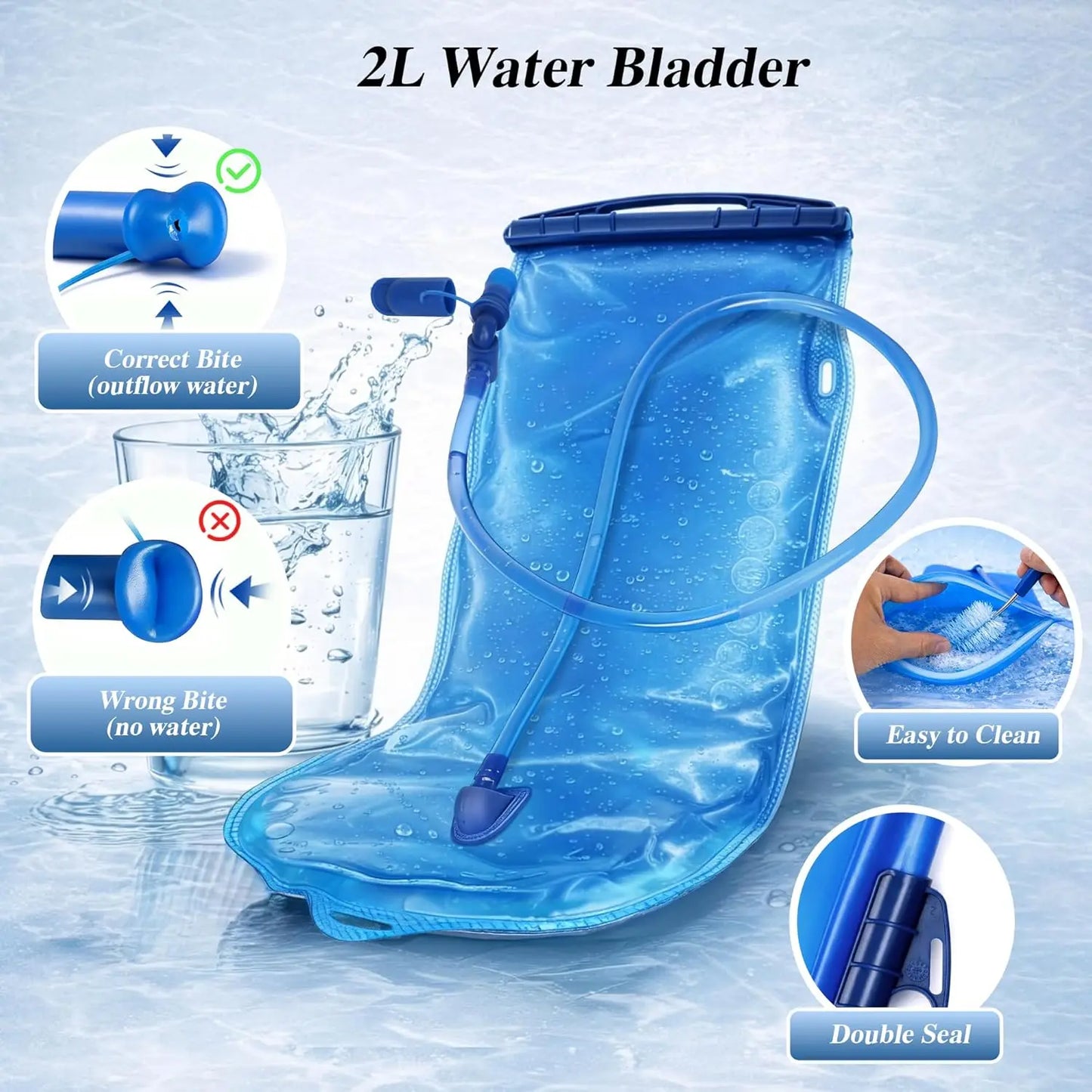 Hydration Backpack 2 Pack With 2L Bladder Lightweight Breathable