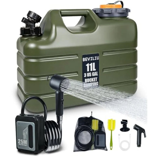 Portable Camping Shower With Rechargeable Pump IPX8 Waterproof