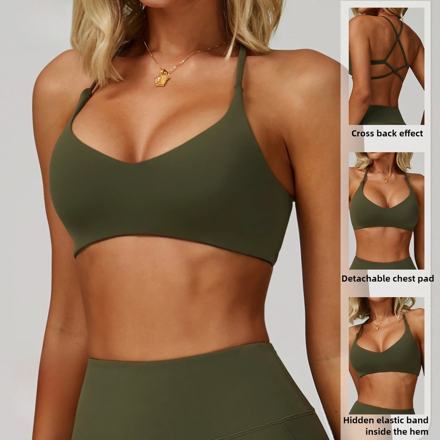 Cross Shoulder Straps Sports Bra Anti-Sweat Fitness Top Women Yoga Bra Shockproof Crop Top Push Up Sport Bra Gym Bra Workout Top