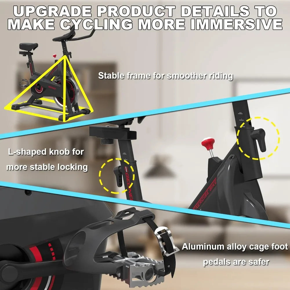Home Exercise Bike With Silent Belt Drive 35 Lb Flywheel LCD Monitor Pad Holder