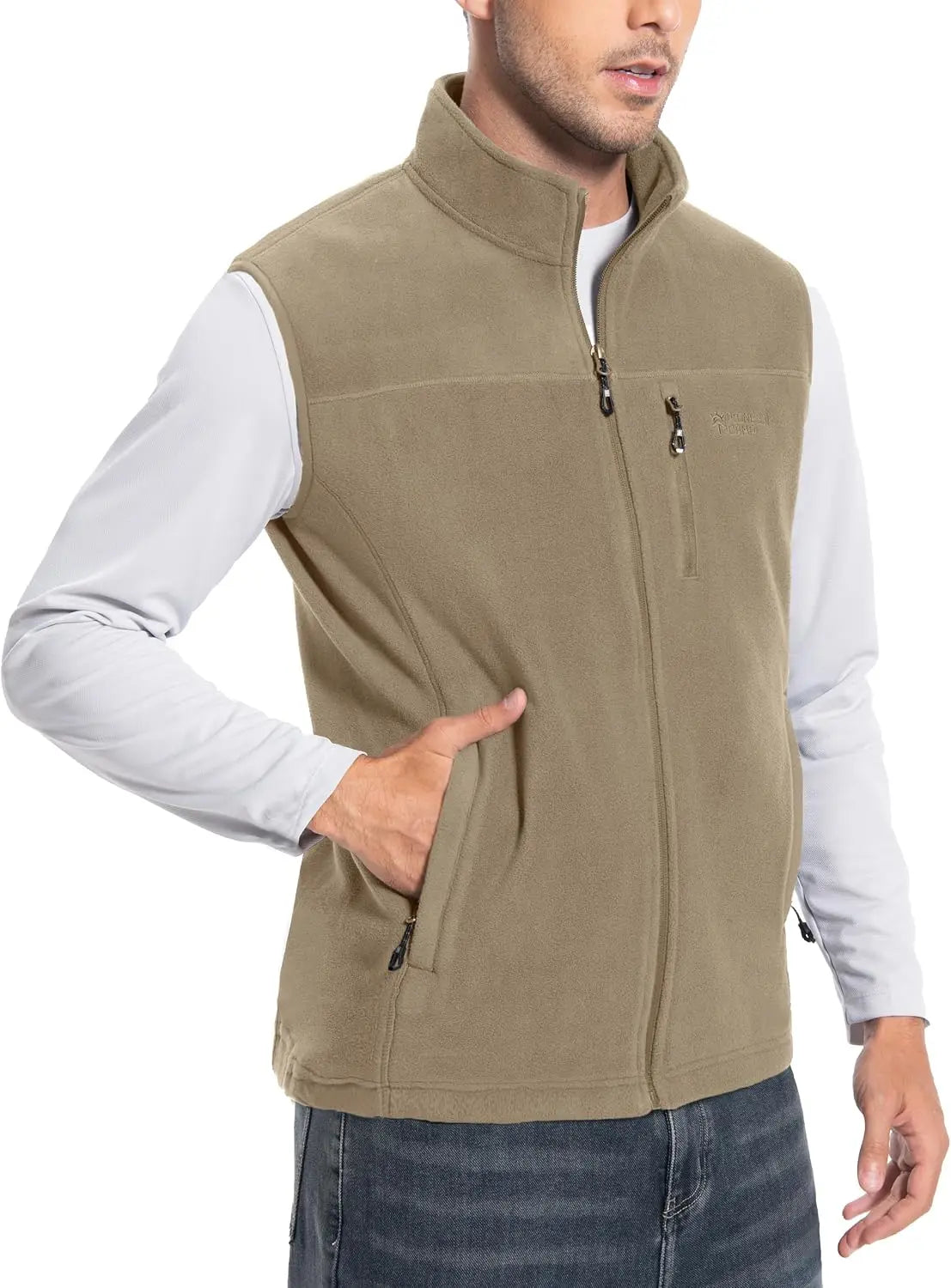 Pioneer Camp Men Lightweight Warm Polar Fleece Vest With Pockets