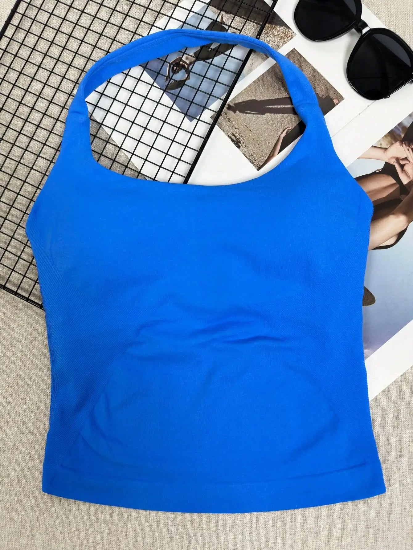 Seamless Long Camisole Sports Tank Top Built-In Removable Bra