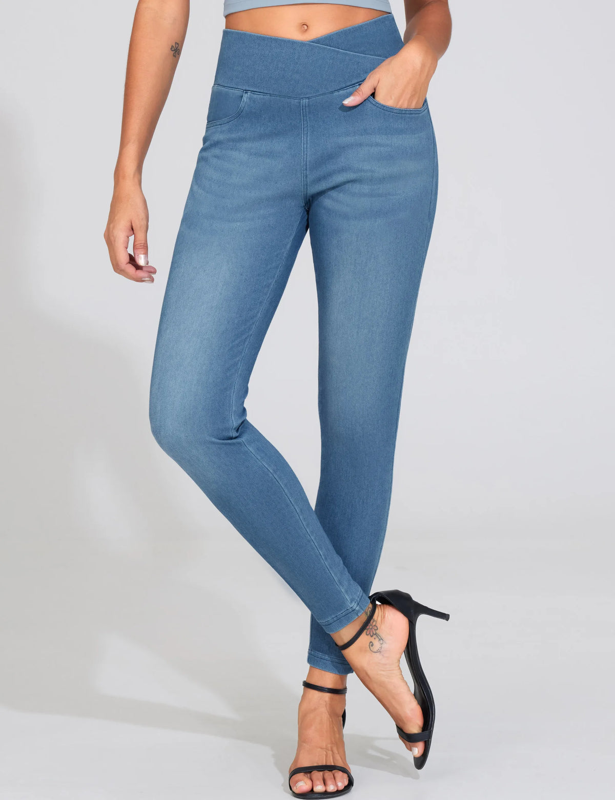 THE GYM PEOPLE Women's High Waisted Stretch Denim Jeggings