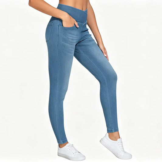 THE GYM PEOPLE Women's High Waisted Stretch Denim Jeggings