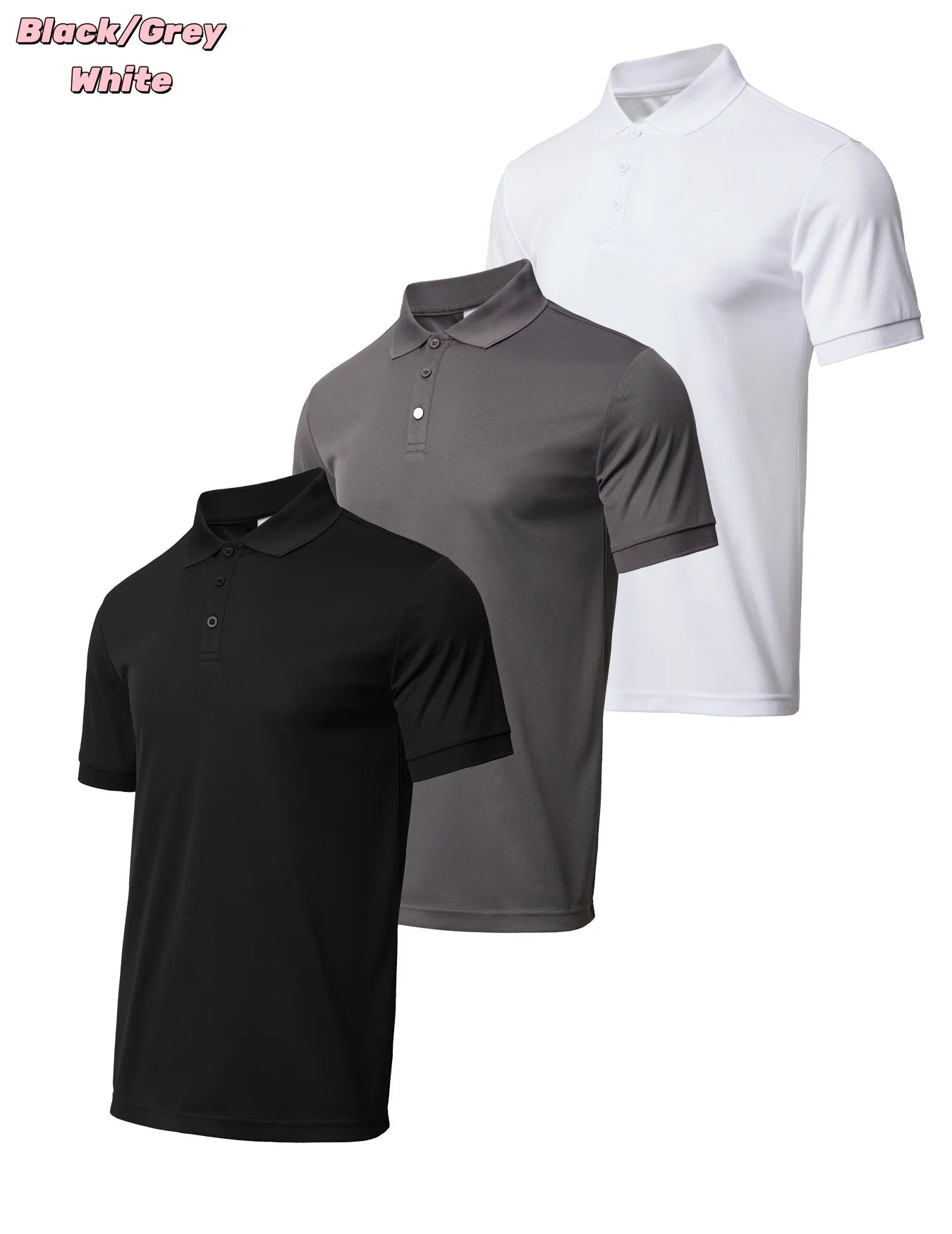 Men's Golf Performance Shirts Quick Dry Breathable Polo 3 Pack