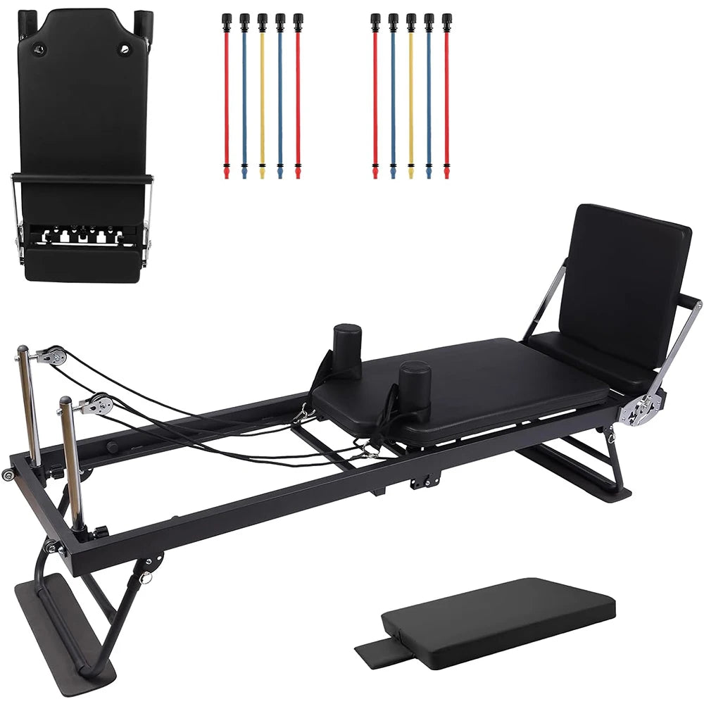 HiMISS Foldable Reformer Pilates Machine With Adjustable Resistance Levels