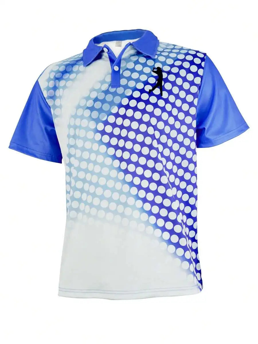 Men's Gradient Polka Dot Silhouette Print Short Sleeve Polo Shirt for Golf Casual Summer Wear