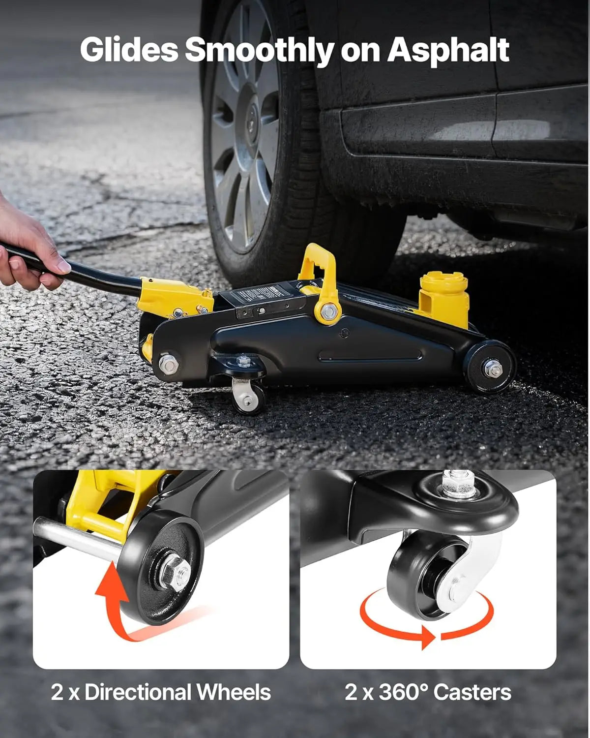 2 Ton Low Profile Floor Jack with Stands, 4400 lbs Capacity, Hydraulic Car Lift for Compact SUVs, Lifting Range 5.1-12.2 Inches