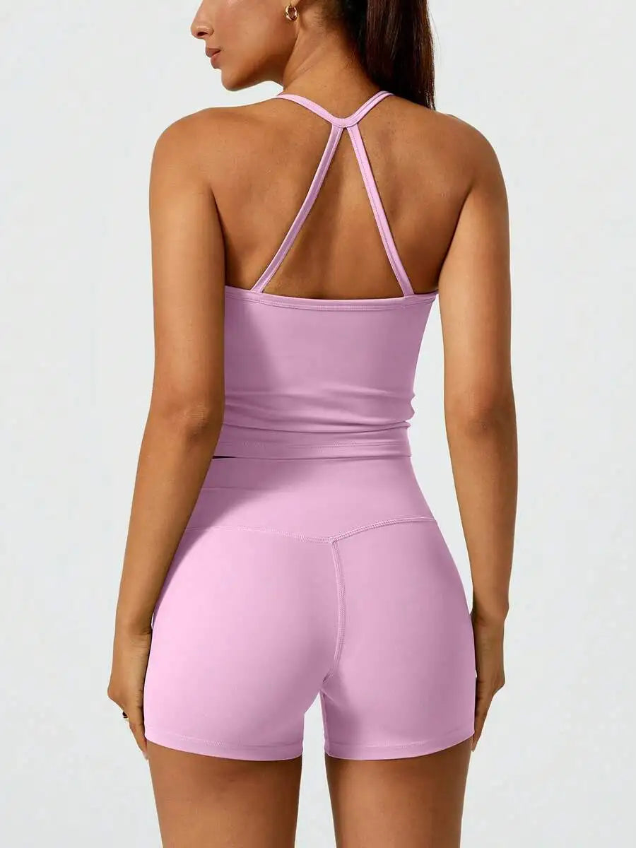 Womens Halter Backless Yoga Sports Suit With Butt Lifting Effect Spring Summer