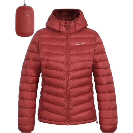 Pioneer Camp Womens Packable Hooded Water Repellent Puffer Jacket