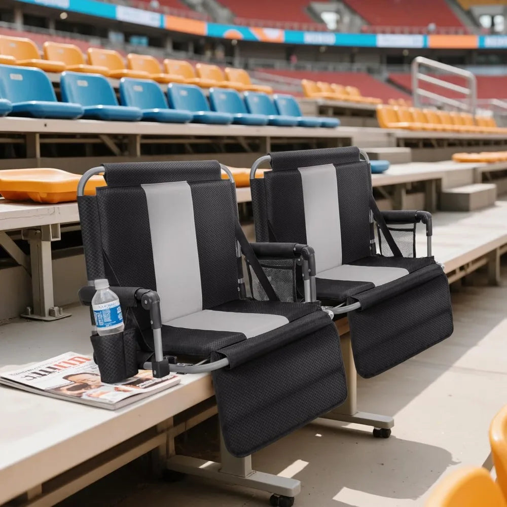 Folding Stadium Seat with Cup Holder, Mesh Bag, and Back Support - Portable Bleacher Chair for Outdoor Events