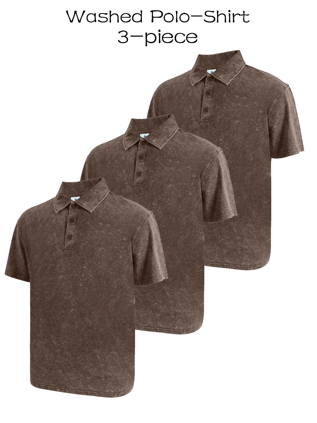 Three piece men's premium washed golf T-shirt classic short sleeved lapel shirt casual breathable top Valentine's Day gift