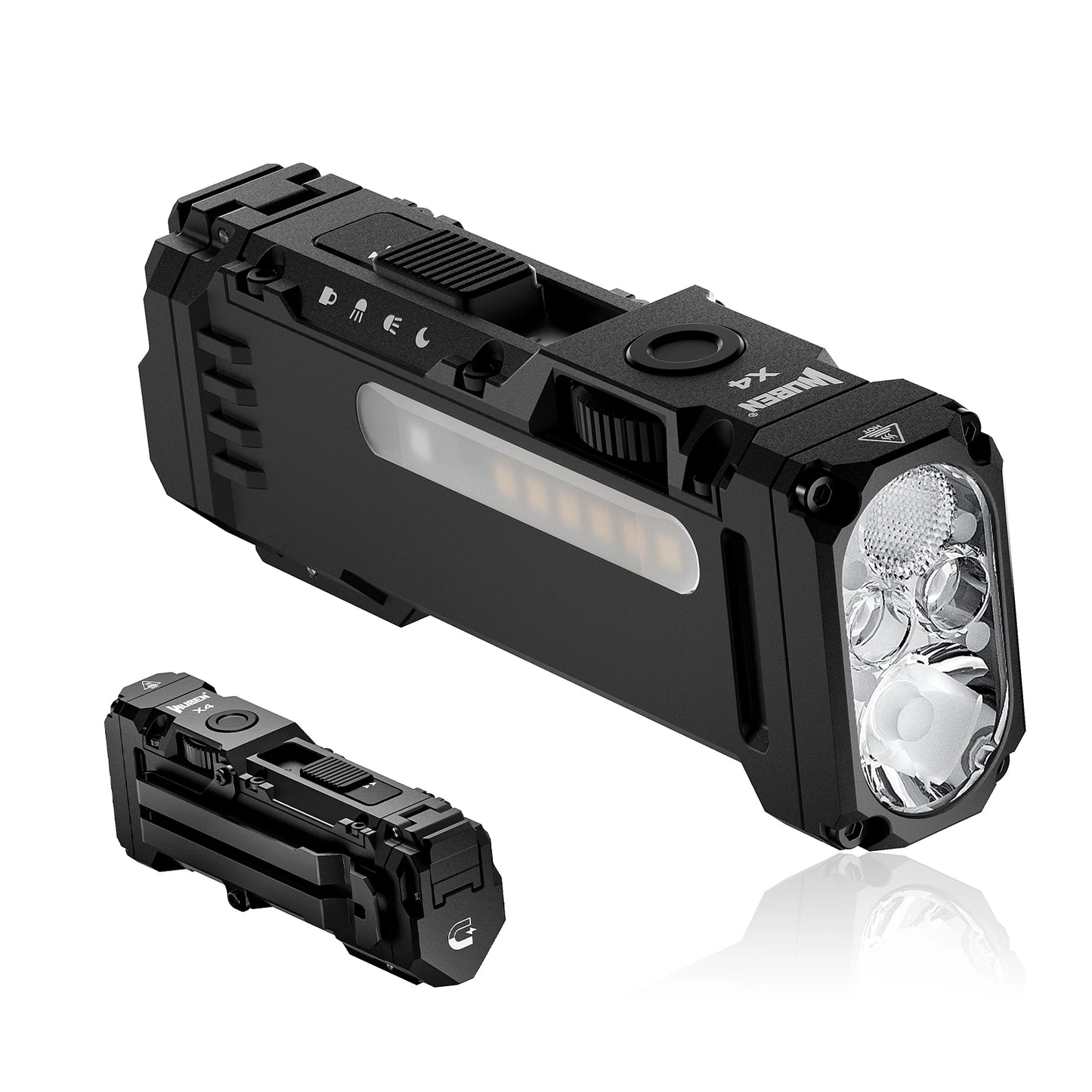 WUBEN X4 EDC Flat Flashlight with RGB Light, 1500 Lumens Mini Flashlight with Tactical Switch and Magnetic, IP68 Portable Pocket