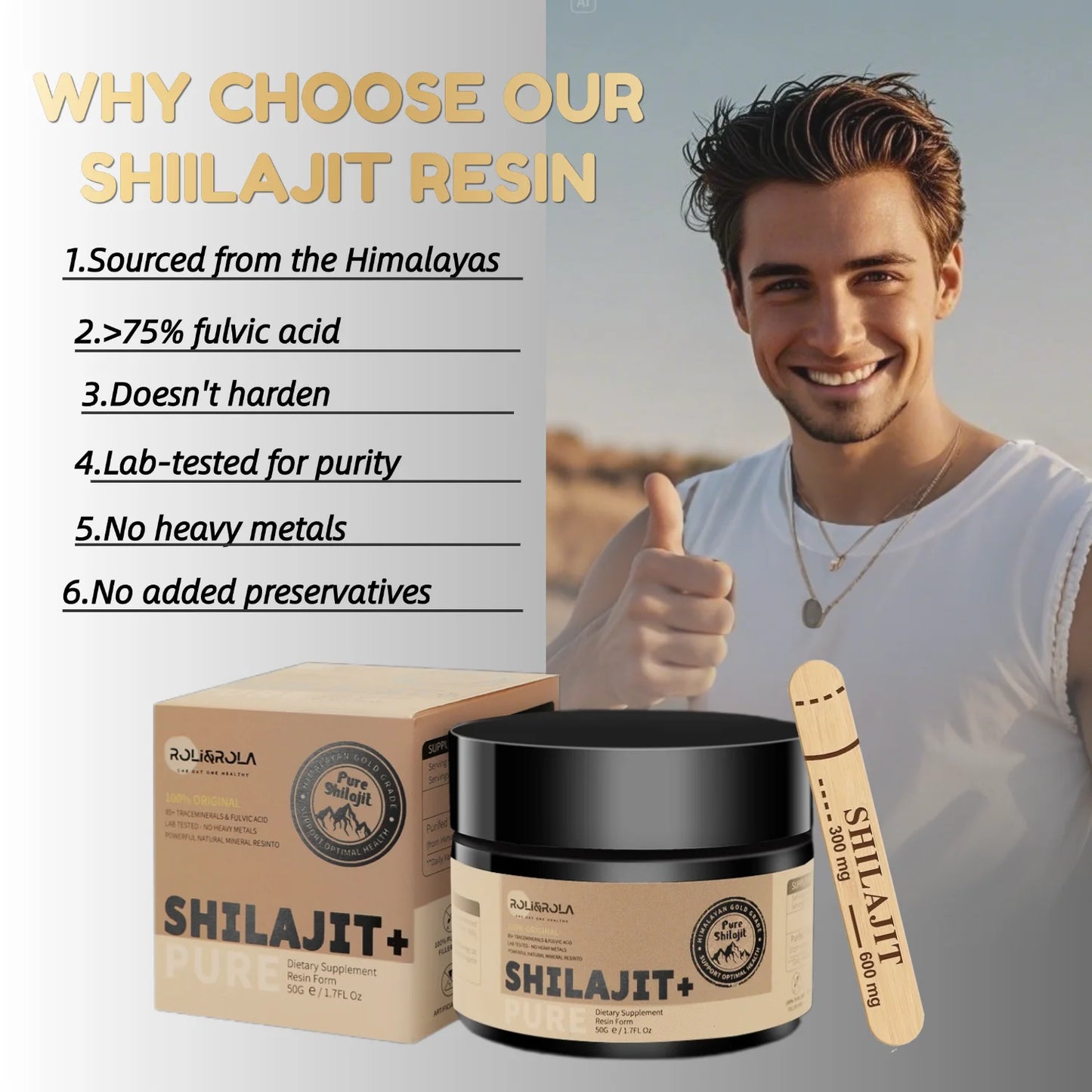 ROLI&ROLA 3/6 Pack *50g Pure Shilajit Resin with 85+Trace Minerals Fulvic Acid Edible Dietary Supplement for Men and Women