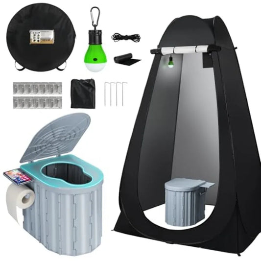 Portable Camping Toilet With Popup Privacy Tent For Outdoors