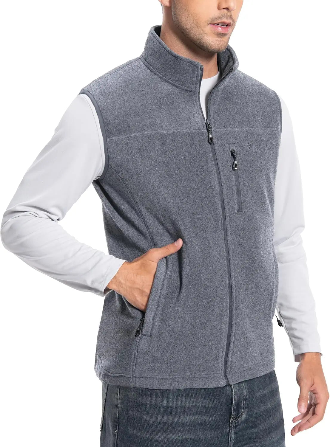 Pioneer Camp Men Lightweight Warm Polar Fleece Vest With Pockets