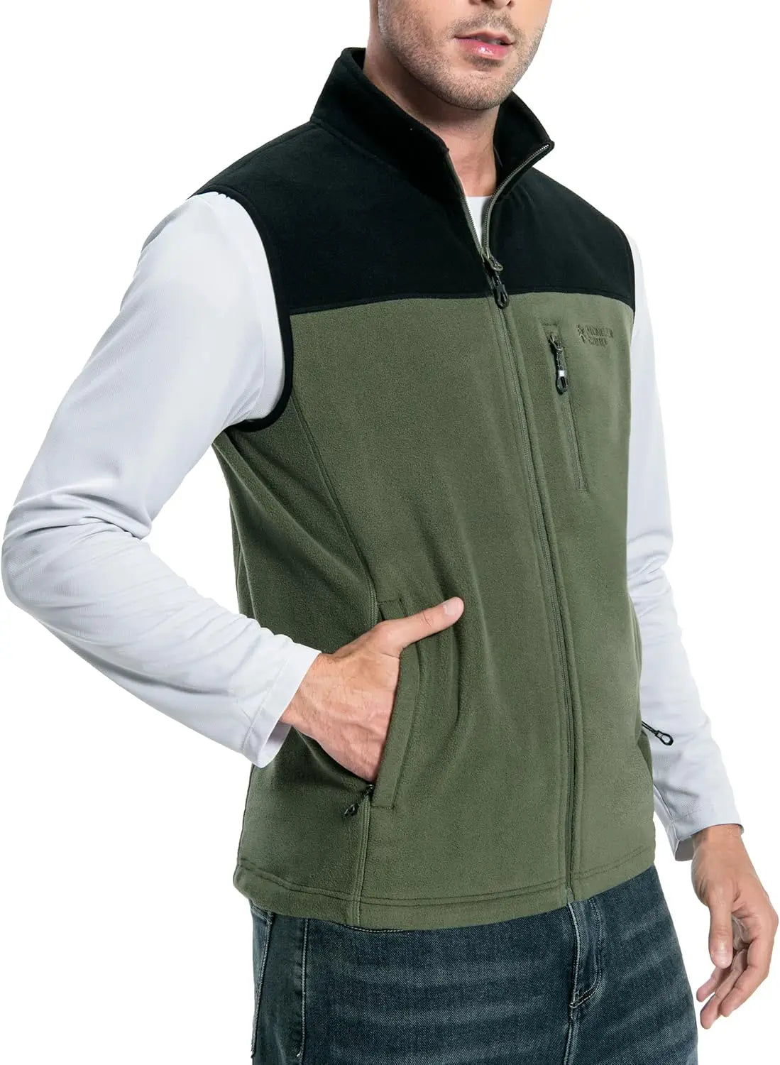 Pioneer Camp Men Lightweight Warm Polar Fleece Vest With Pockets